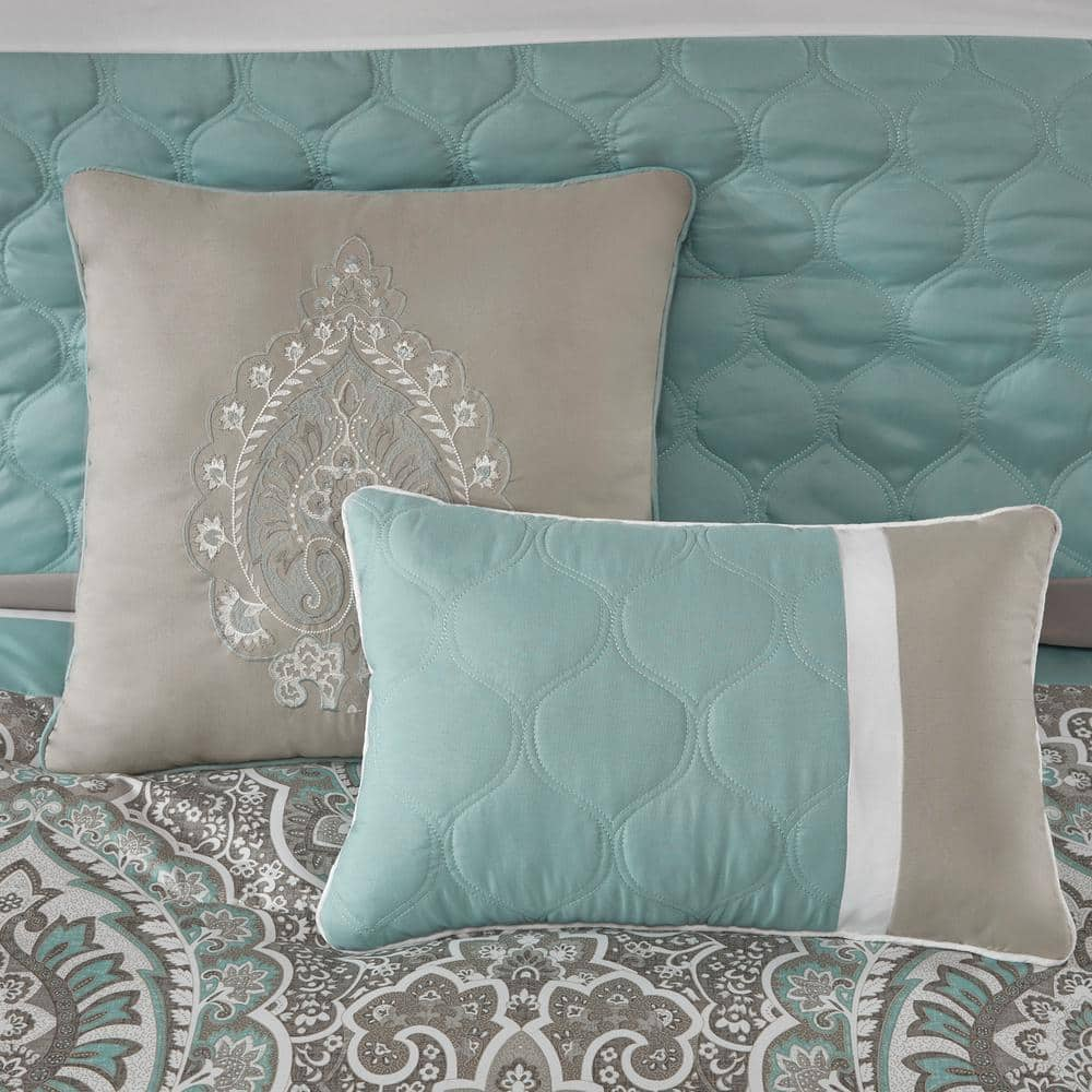 Josefina 8-Piece Seafoam Polyester Queen Comforter Set