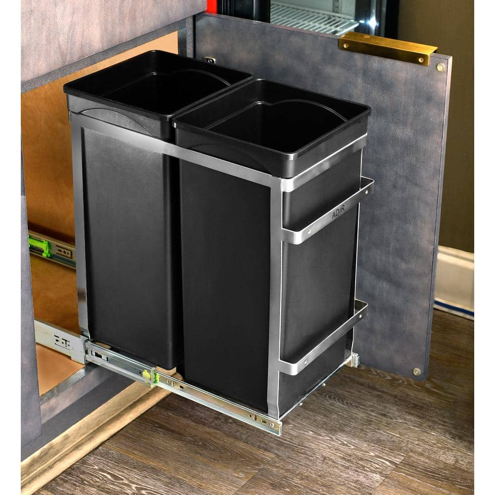 9.5 gal. Steel Dual Compartment In-Cabinet Pull-Out Trash Can and Recycling Bin