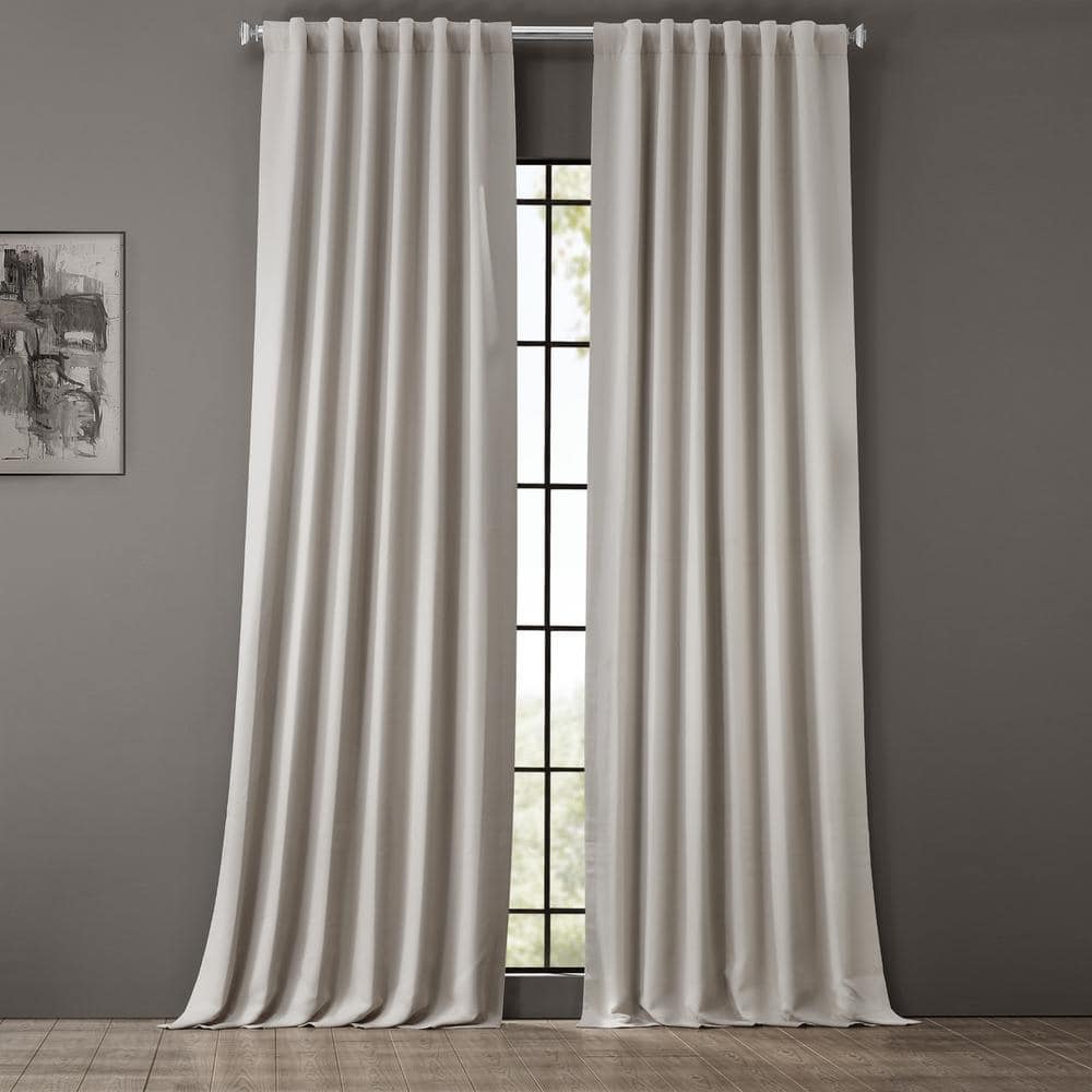 Alabaster Beige Polyester Room Darkening Curtain – 50 in. W x 96 in. L Rod Pocket with Back Tab Single Curtain Panel