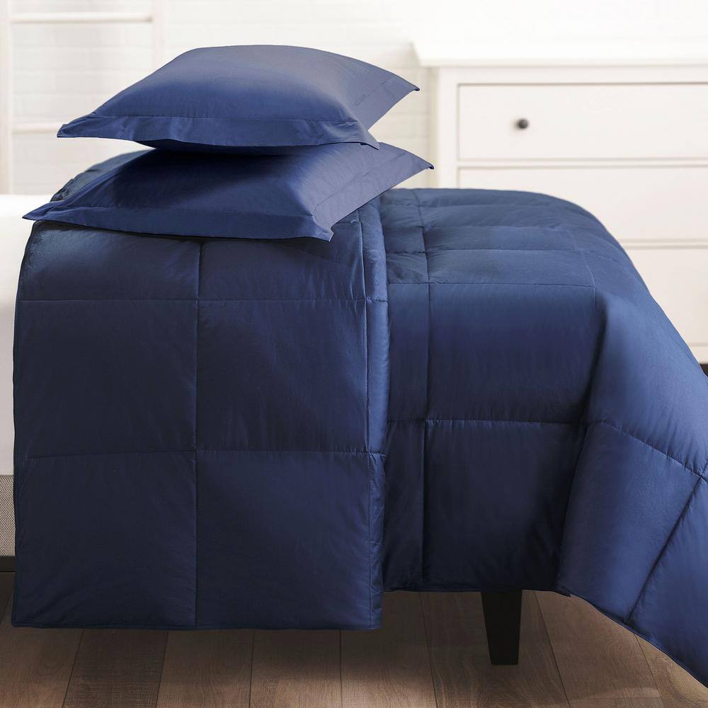 Down-filled Cotton Twill Blue Twin Comforter