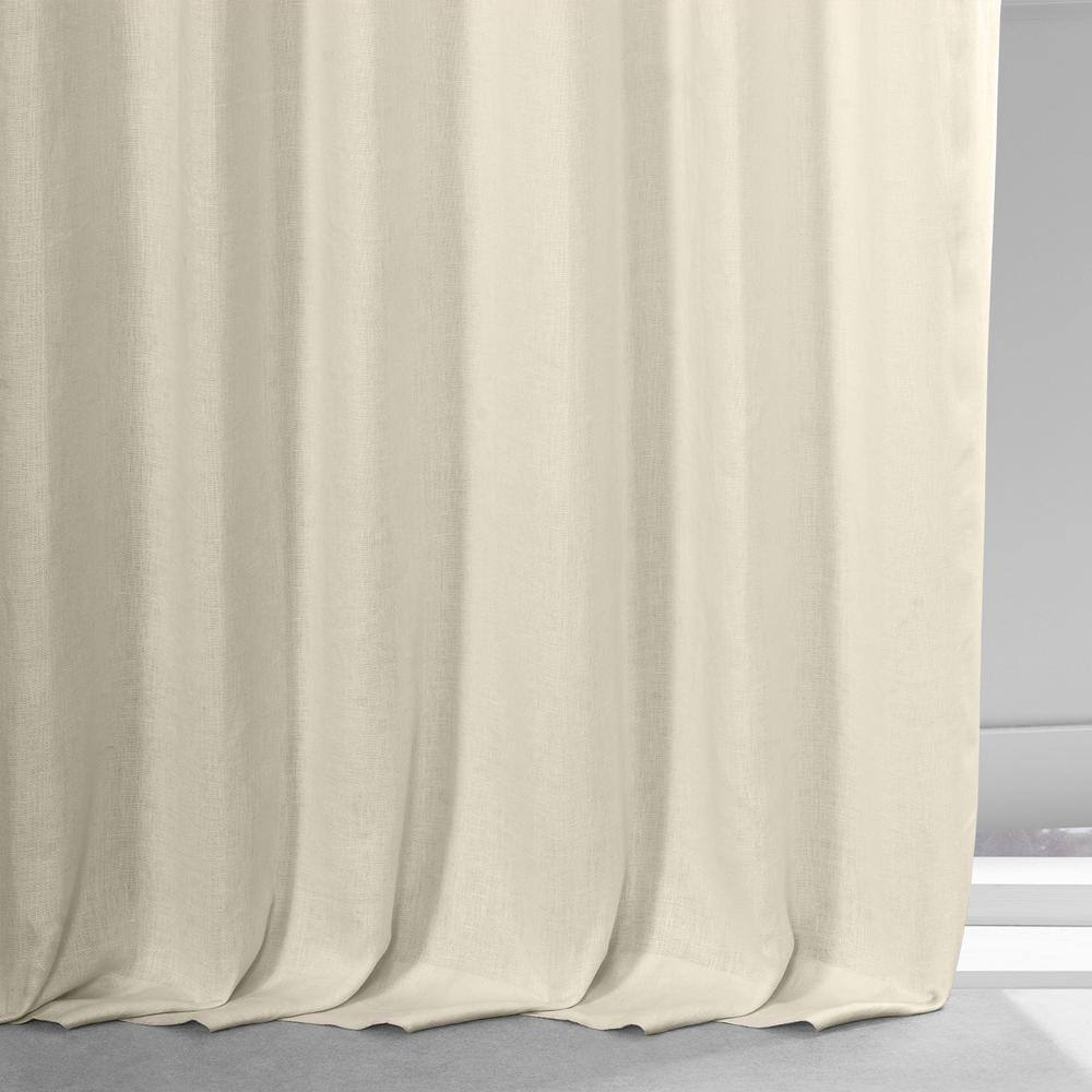 Ancient Ivory French Linen Rod Pocket Room Darkening Curtain 50 in. W x 96 in. L Single Window Panel