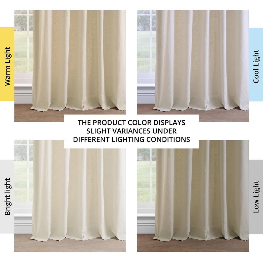 Ancient Ivory French Linen Rod Pocket Room Darkening Curtain 50 in. W x 96 in. L Single Window Panel