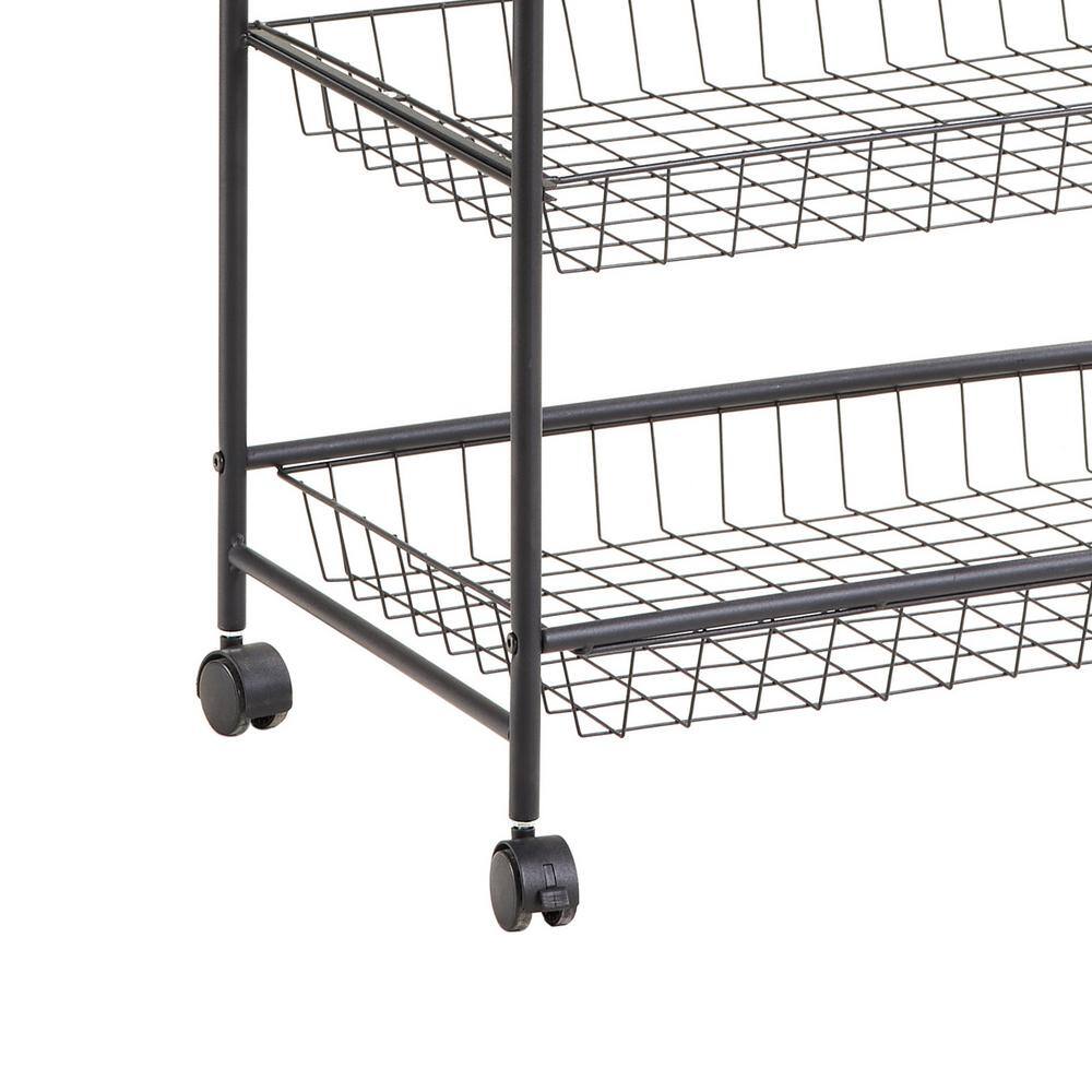 4-Shelf Removable Kitchen Storage Shelf Rack Anti-Skid Locks Wheels in Antique brown