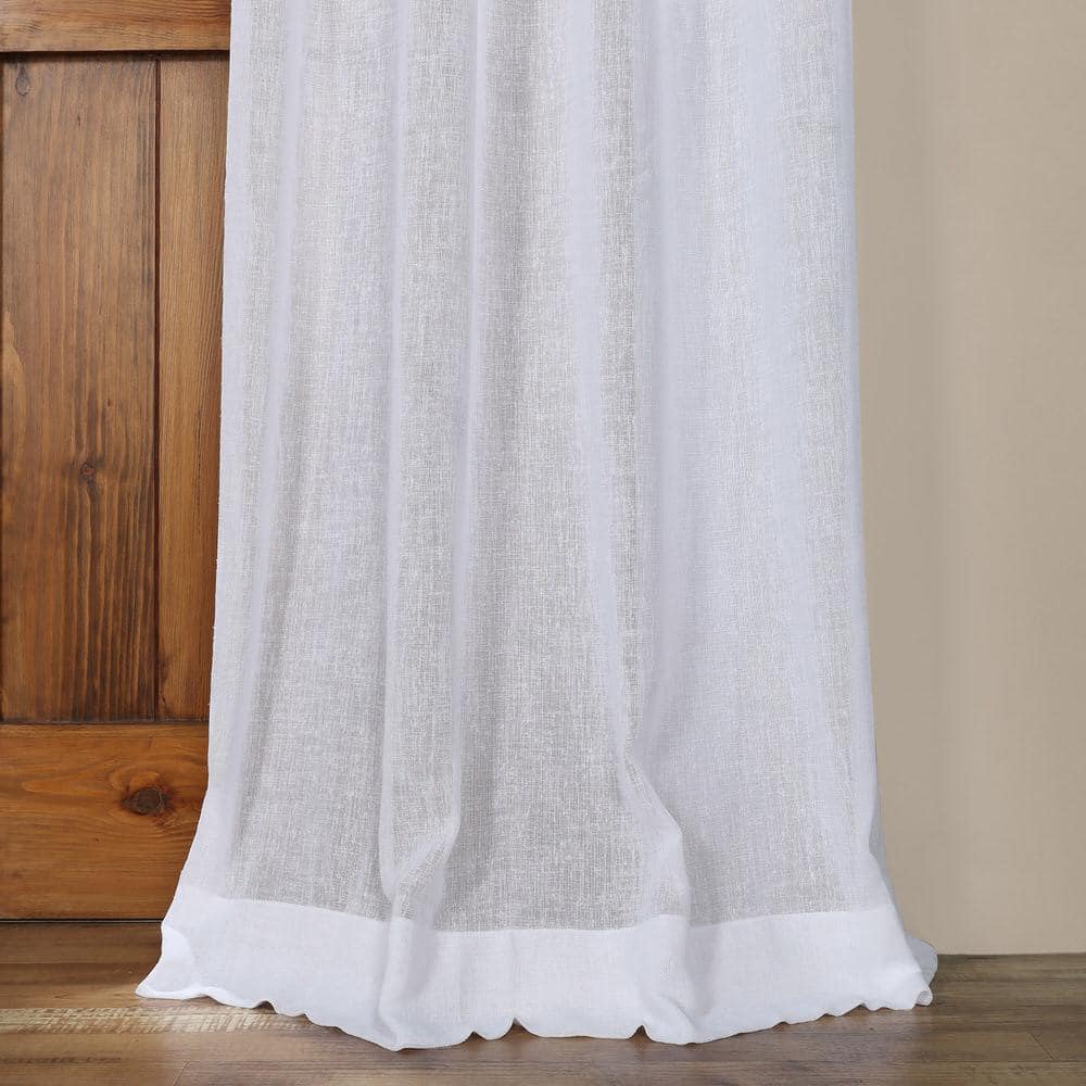 Aspen White Solid Grommet Sheer Curtain – 50 in. W x 84 in. L (1 Panel)