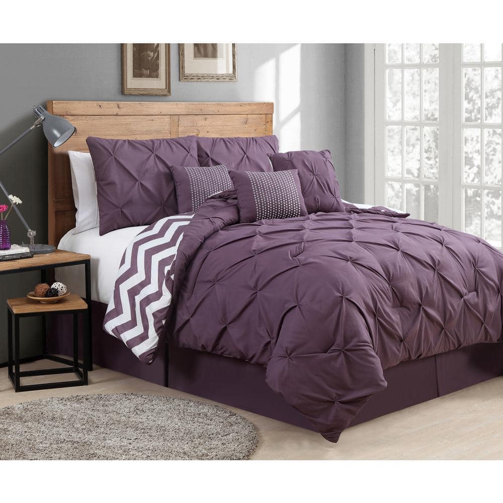 Venice 7-Piece Plum Queen Comforter Set