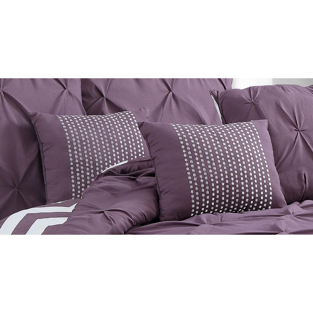 Venice 7-Piece Plum Queen Comforter Set