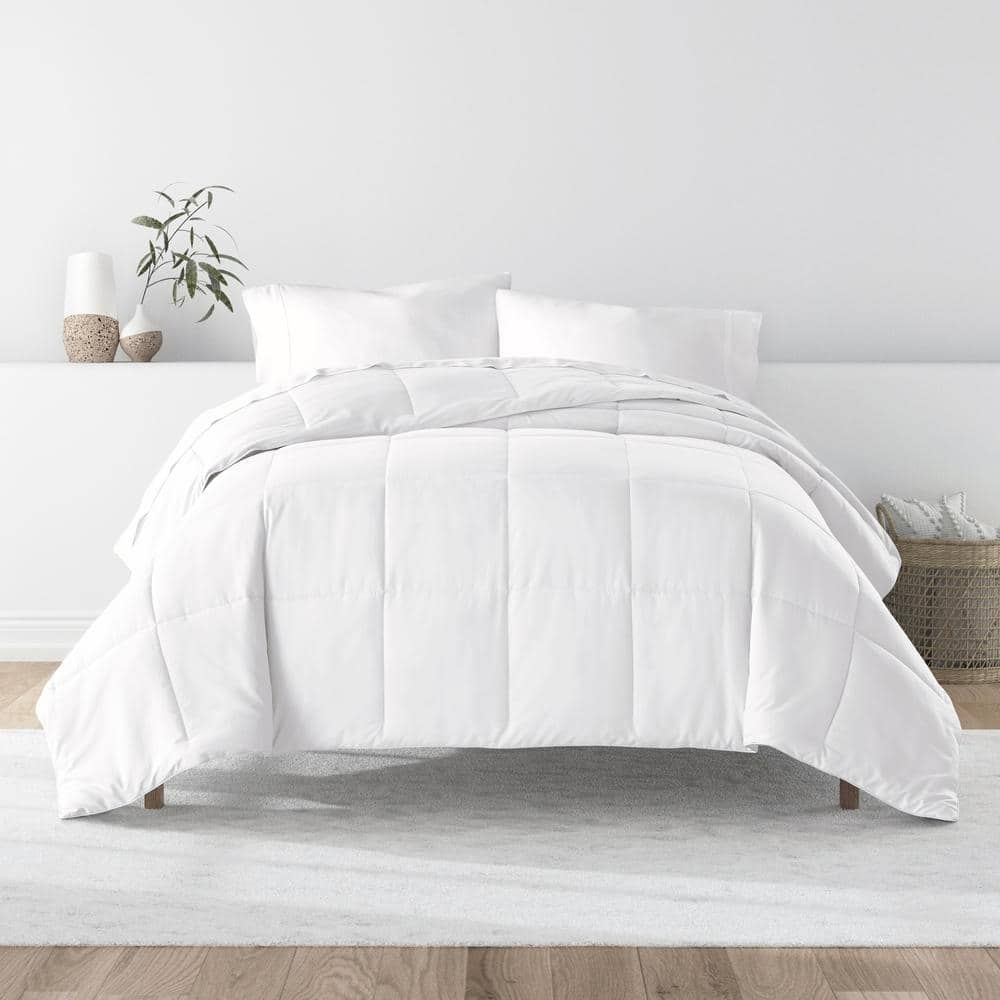 Performance White Solid Queen Comforter