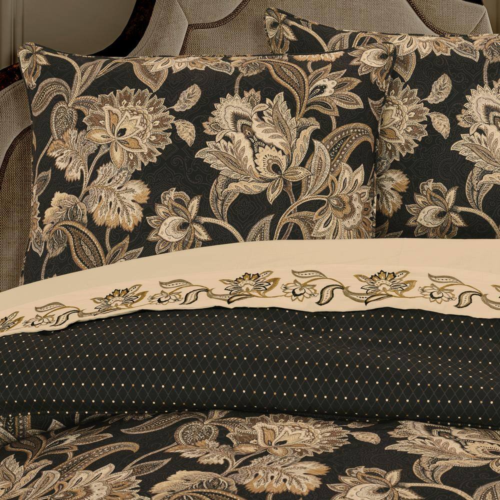 Montecito Black Polyester Queen Comforter Set (4-Piece)