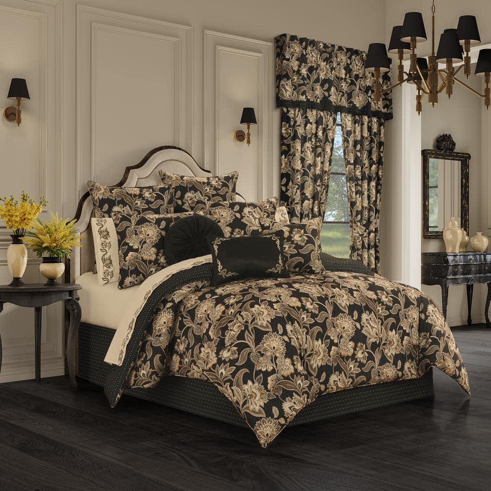 Montecito Black Polyester Queen Comforter Set (4-Piece)