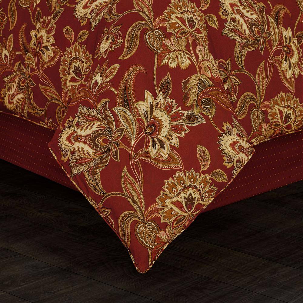 Montecito Red Polyester King Comforter Set (4-Piece)