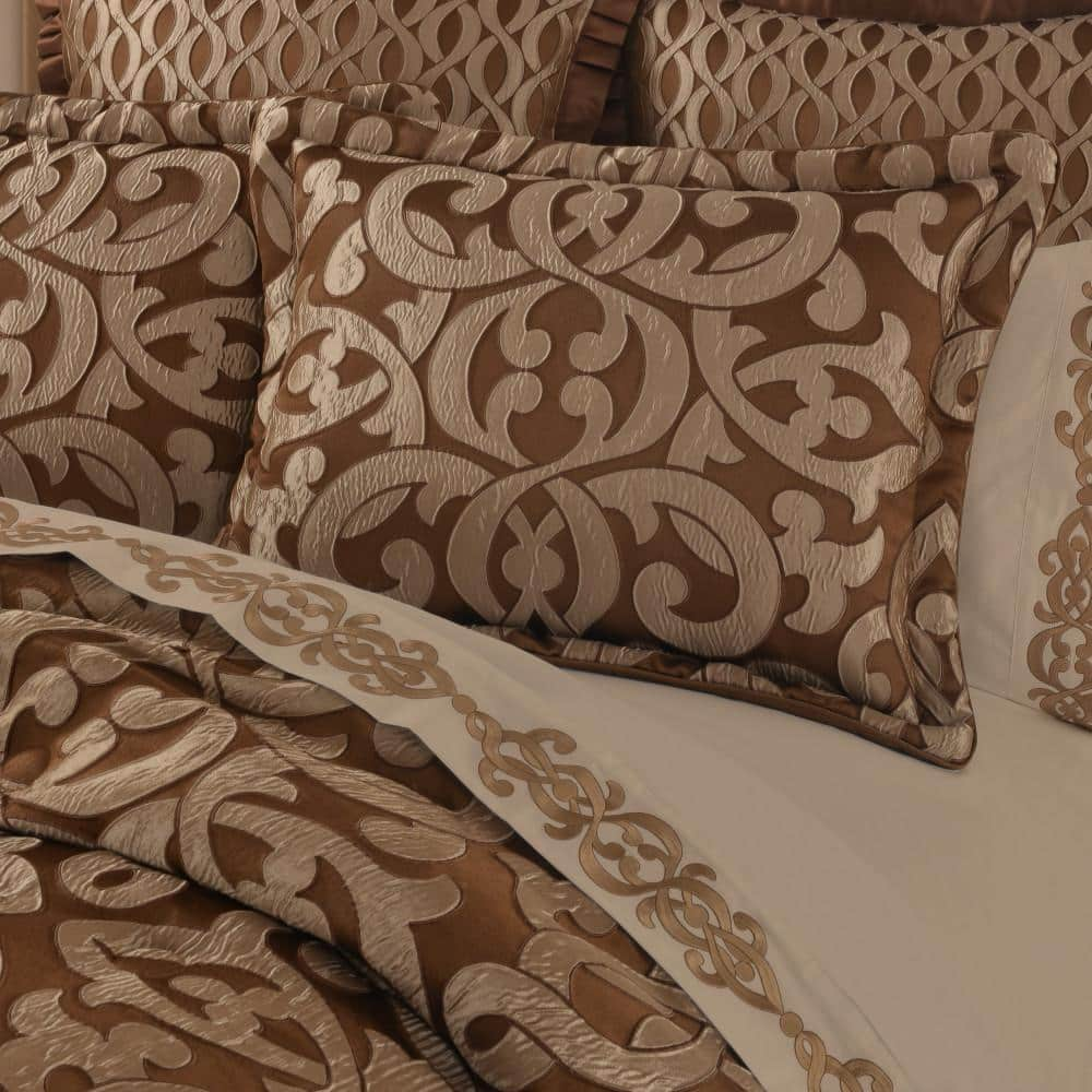 La Grande Polyester Brown Queen 4Pc. Comforter Set