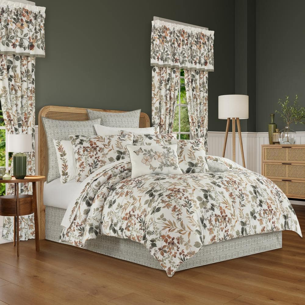 4-Pieces Evergreen Sage Polyester King Comforter Set