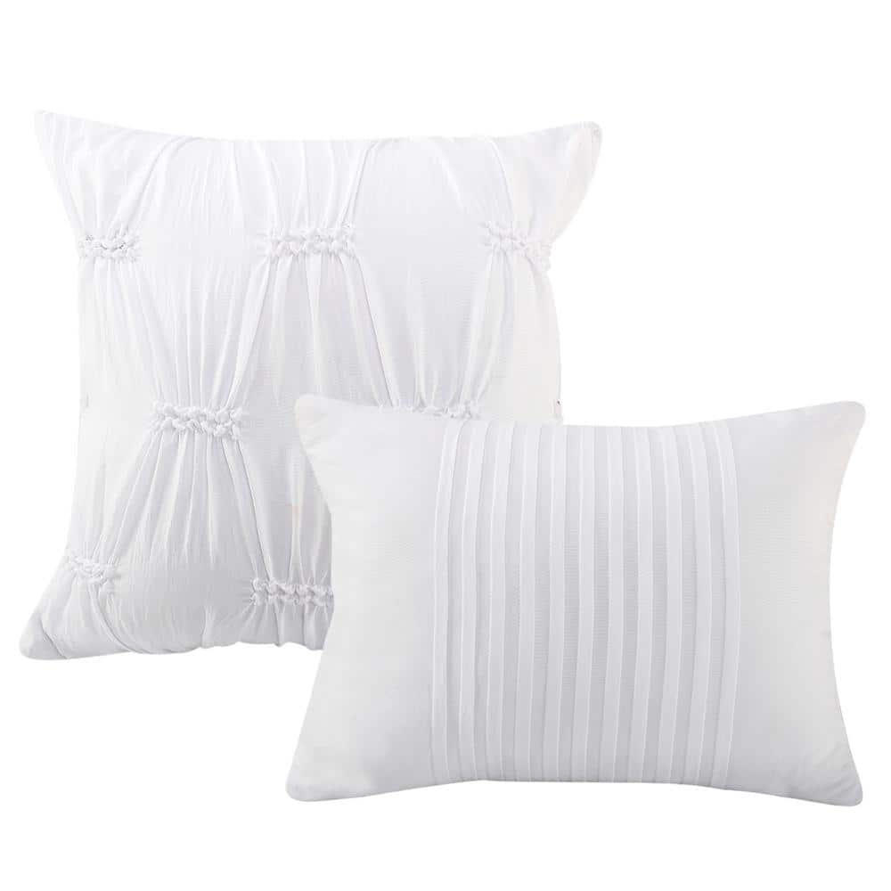 5-Piece White Garment Washed Elastic Microfiber King Comforter Set