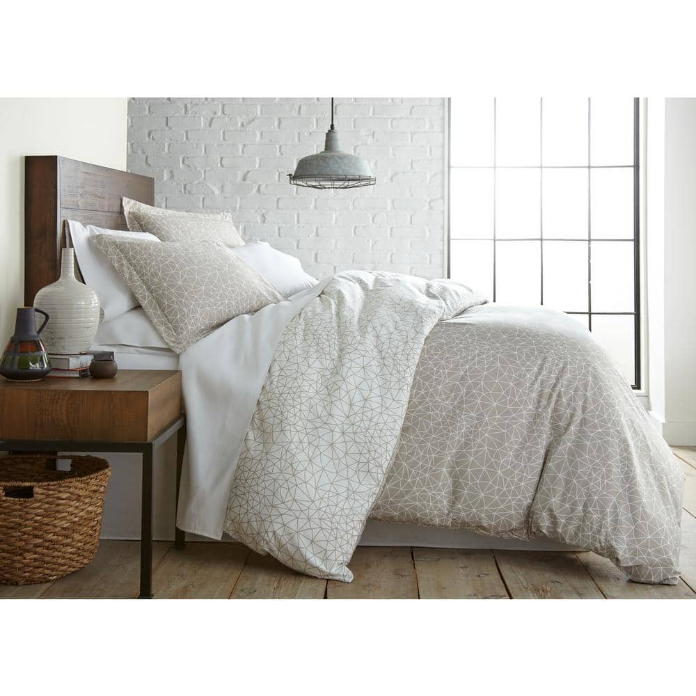 Geometric Maze 3-Piece Taupe Microfiber King/Cal King Comforter Set