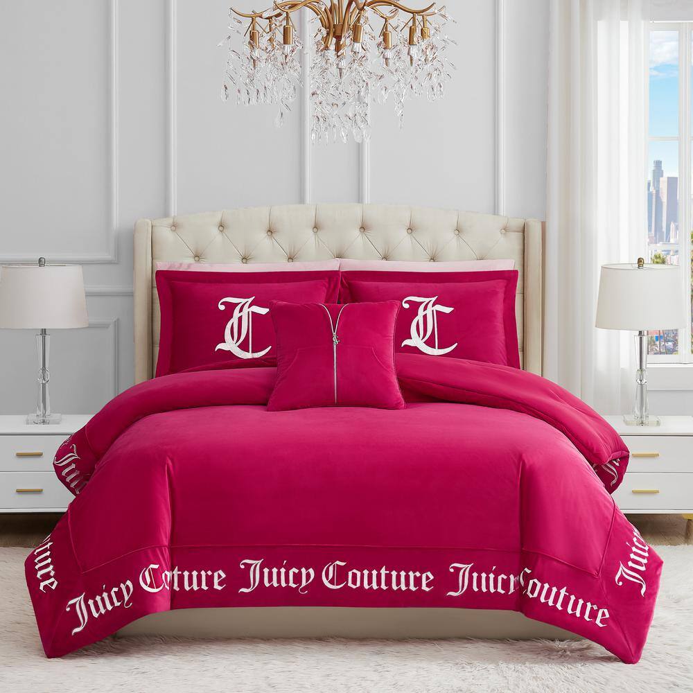 Gothic Border 3-Pcs Hot Pink Queen Reversible Comforter Set