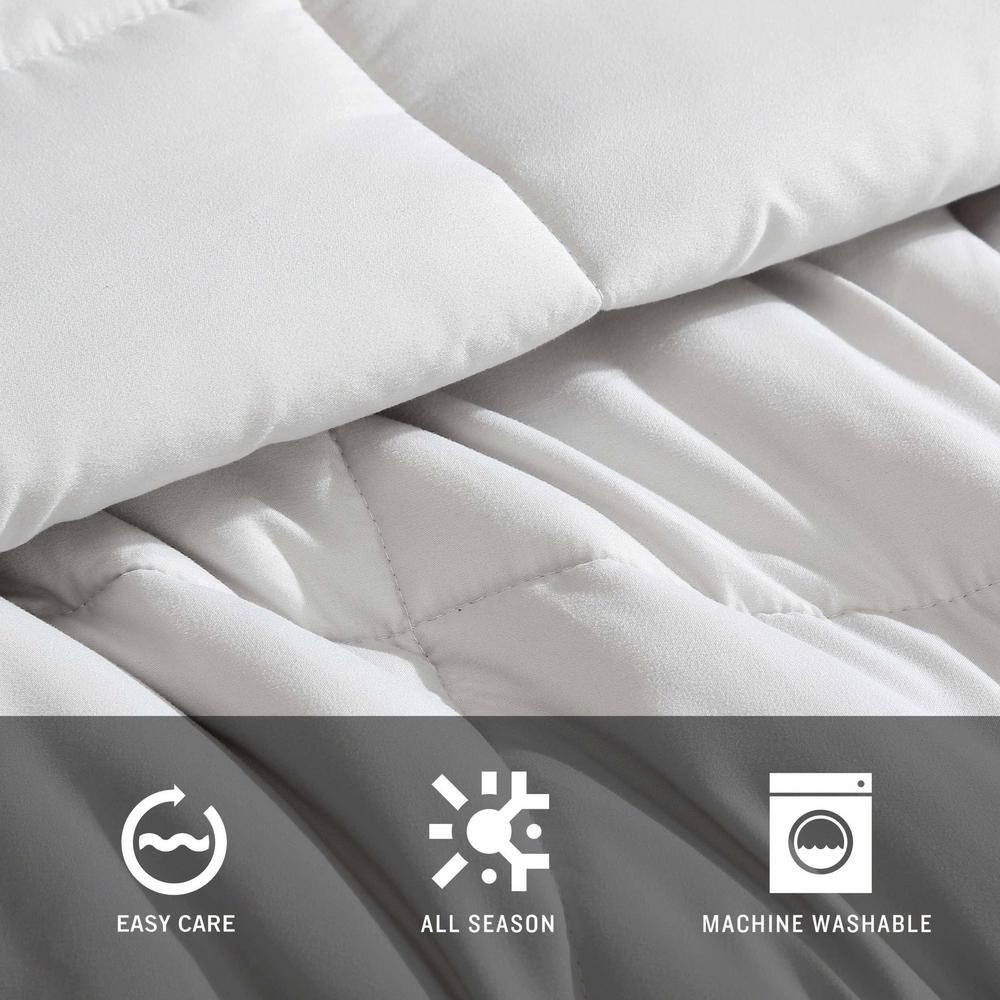 KCNY Solution Solid Grey 2-Piece Microfiber Twin Reversible Hypoallergenic Comforter Sham Set