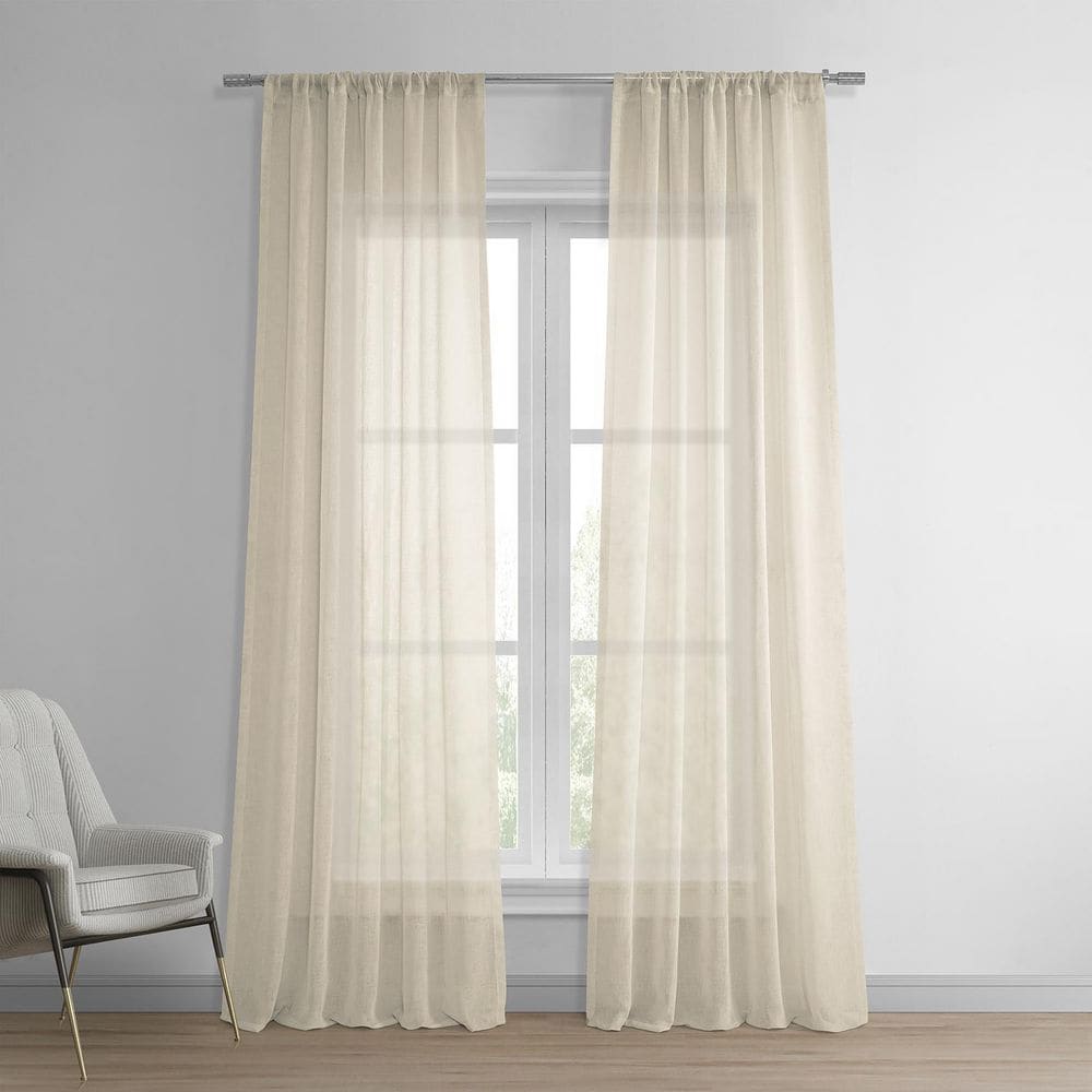 Beige Solid Rod Pocket Sheer Curtain – 50 in. W x 108 in. L (1 Panel)