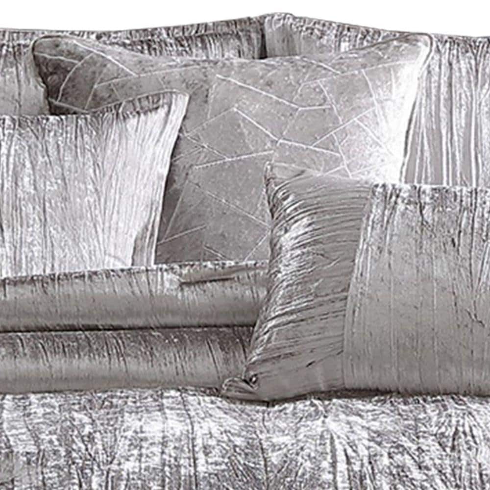 7-Piece Silver Solid Print Microfiber Queen Comforter Set