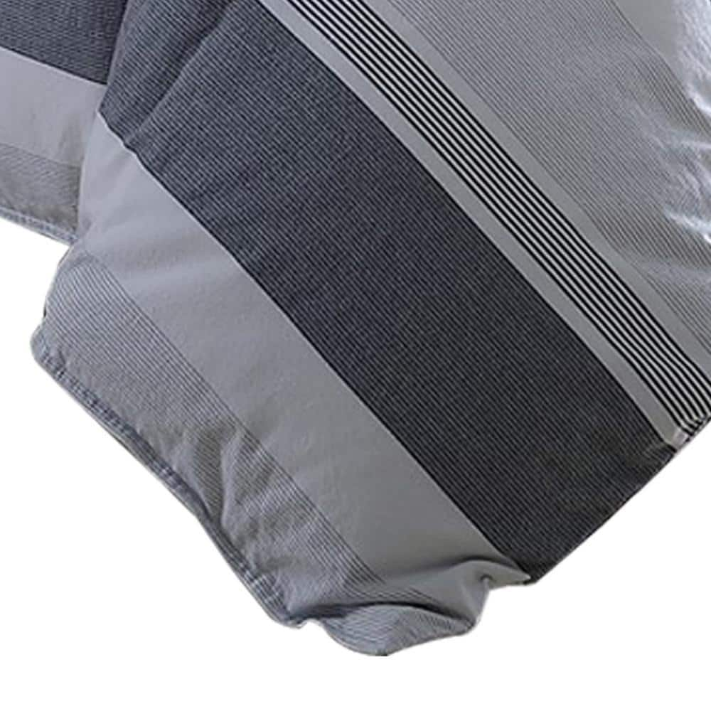 Kia 2- Piece Gray and Blue Striped Cotton Twin Comforter Set