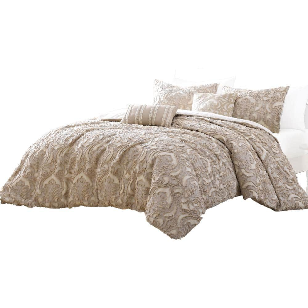 Kile 6- Piece Beige Medallion Cotton King Comforter Set