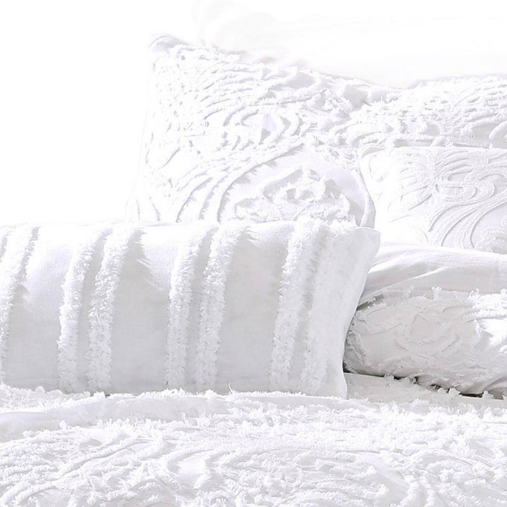 Kile 6- Piece White Medallion Cotton Queen Comforter Set