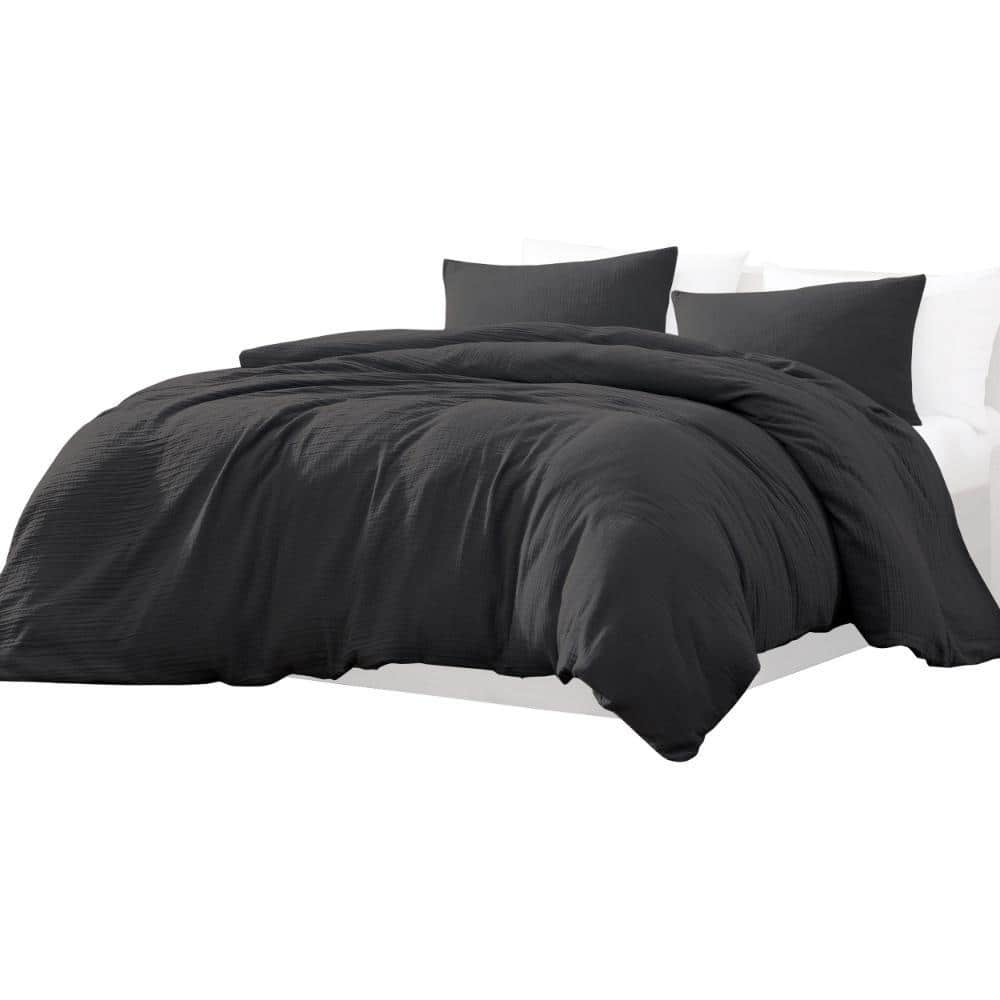 Uvi 3- Piece Graphite Solid Print Cotton King Comforter Set