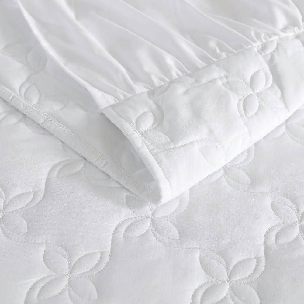 Solid Microfiber 3-Piece White Full Bedspread Set