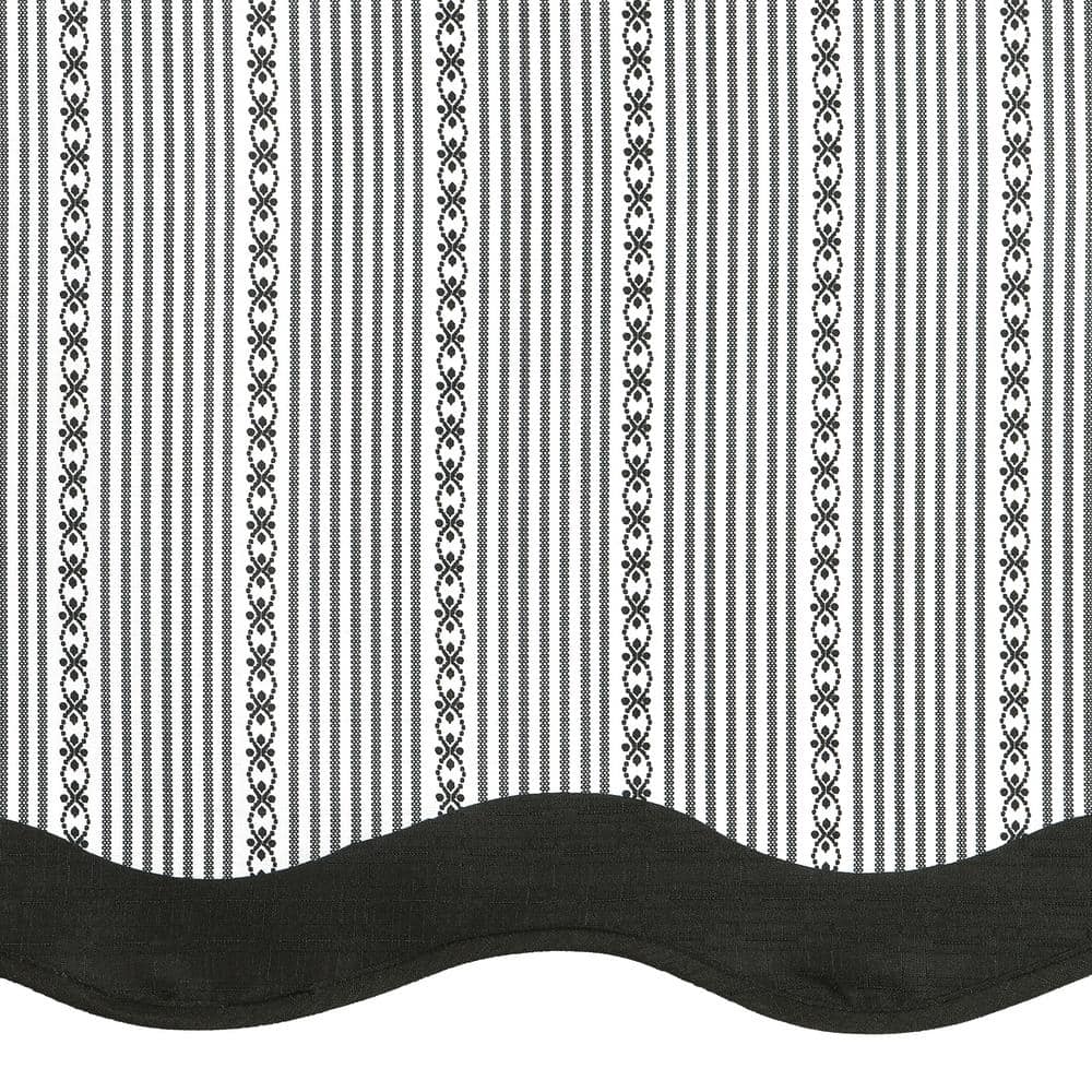 Westport Black/White Polyester Light Filtering Rod Pocket Tier and Valance Curtain Set 58 in. W x 24 in. L