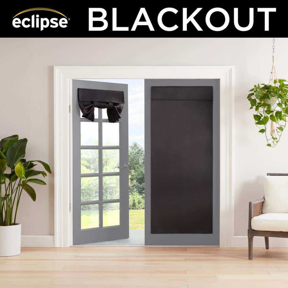 Braylon Black Polyester Solid 26 in. W x 68 in. L French Door Blackout Curtain (Single Panel)