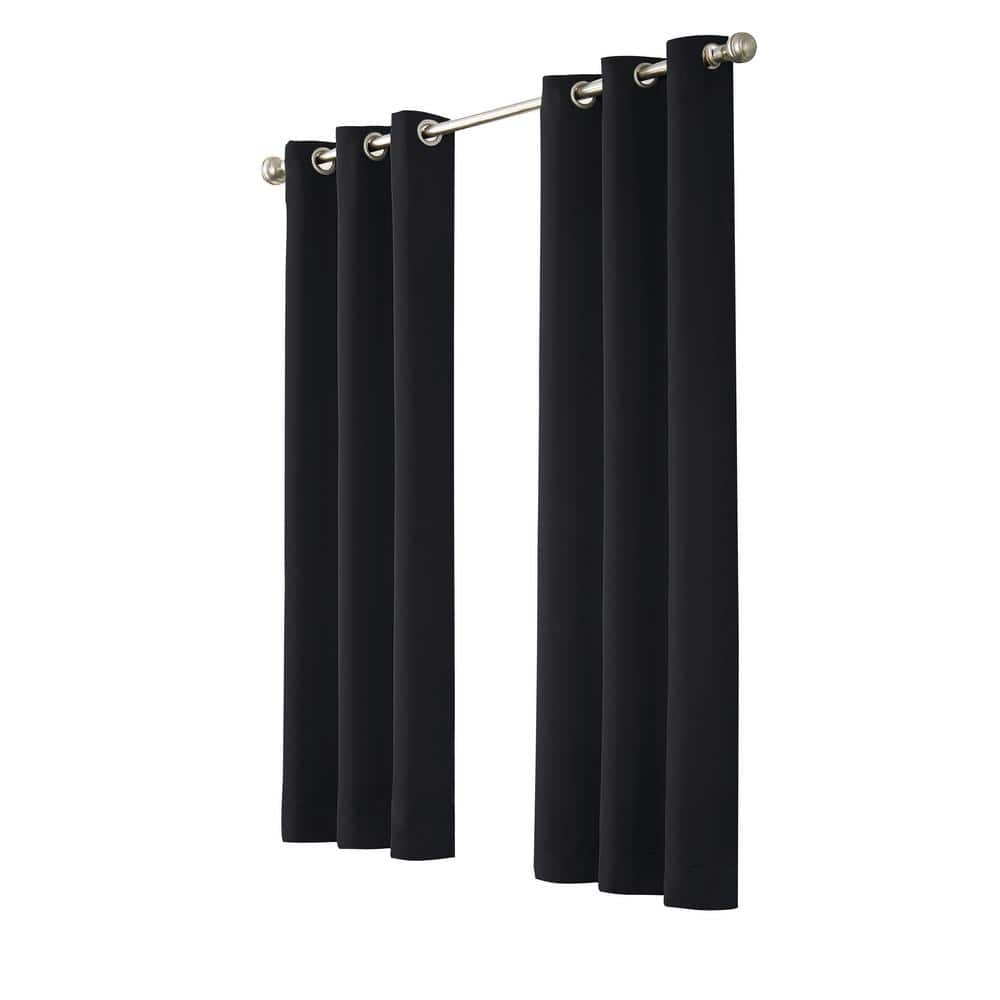 Thermapanel Black Solid Polyester 37 in. W x 63 in. L Room Darkening Single Grommet Top Curtain Panel