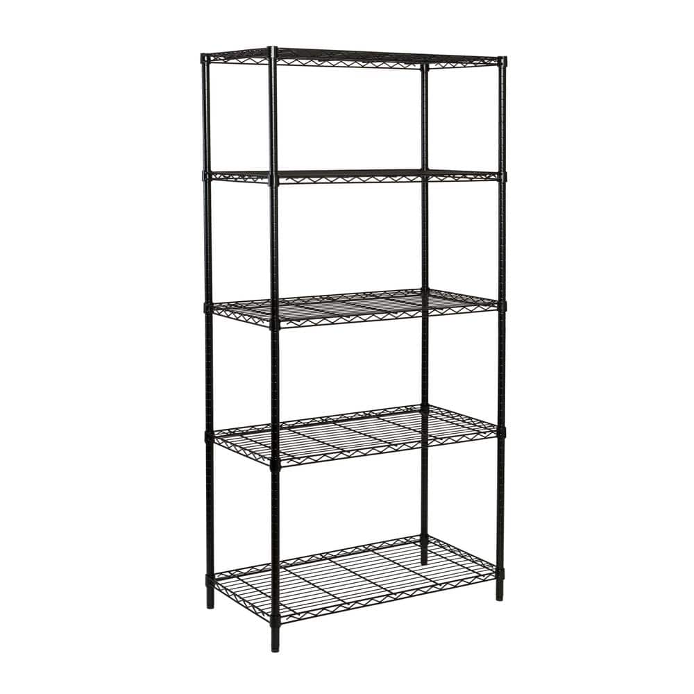 Black 5-Tier Steel Garage Storage Shelving Unit (36 in. W x 72 in. H x 18 in. D)