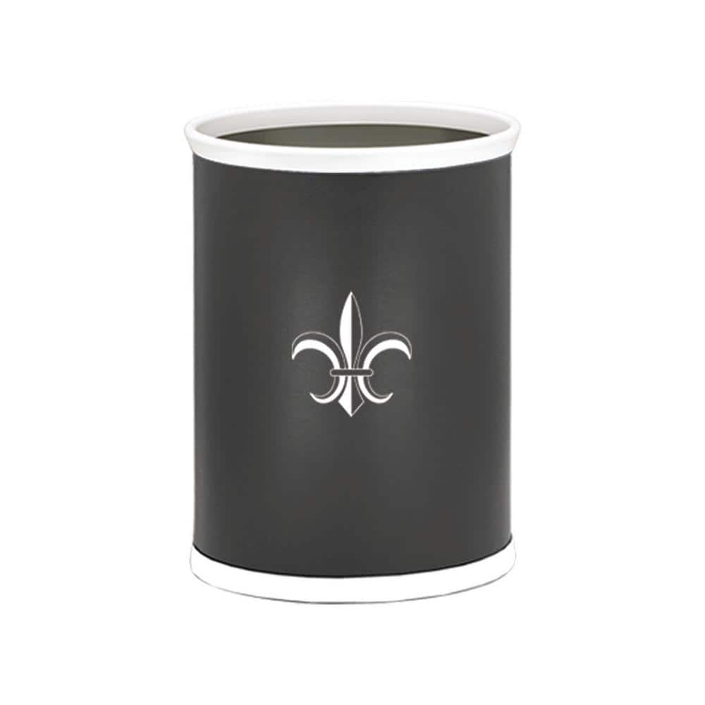 Kasualware Fleur de Lis 13 Qt. Oval Waste Basket in Black