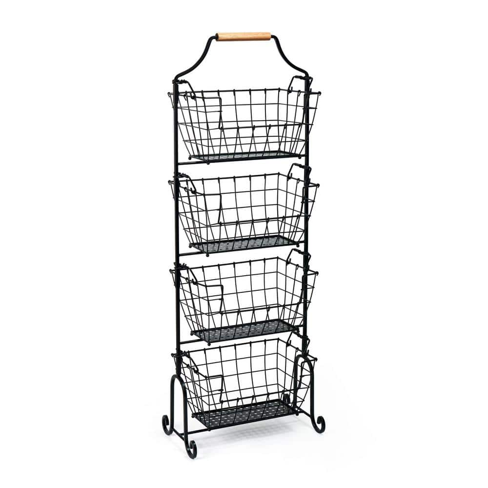 Gourmet Basics Laguna Black Metal 4-Tier Basket