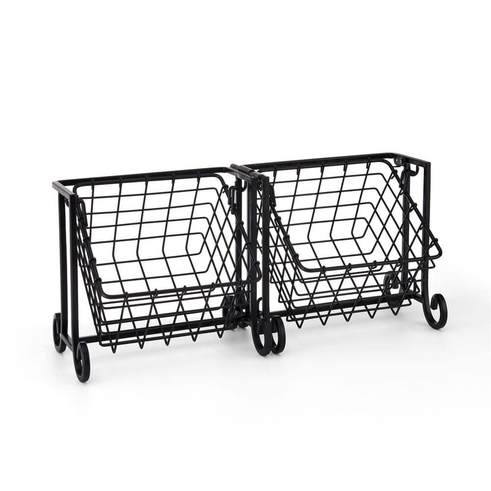 Gourmet Basics Flip 2-Tier Basket Black