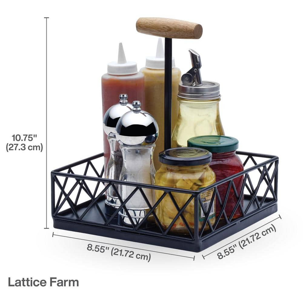 Gourmet Basics Black Metal Lattice Farm Condiment Caddy