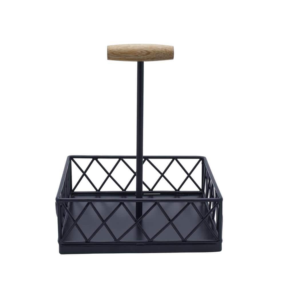 Gourmet Basics Black Metal Lattice Farm Condiment Caddy