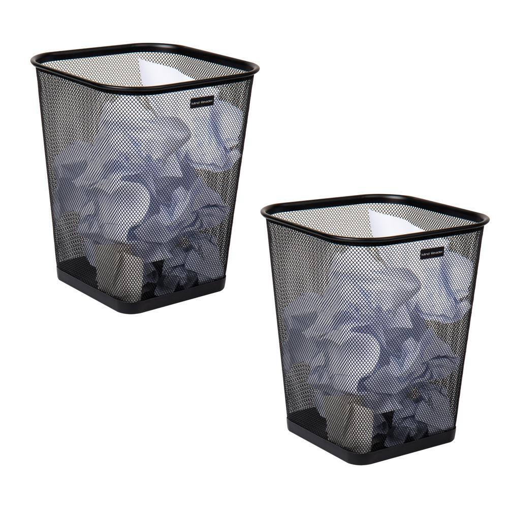 Black Metal Square Trash Can Waste Paper Basket