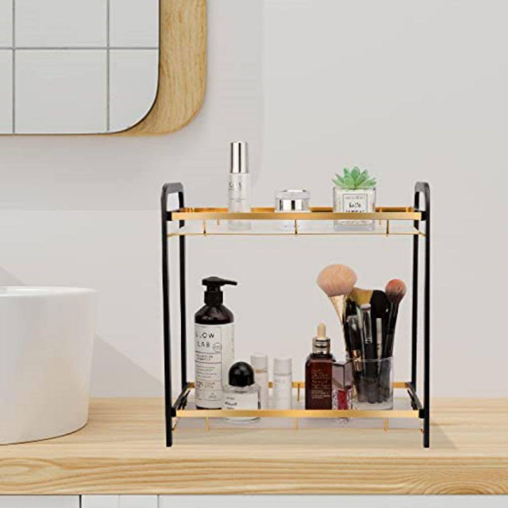 2-Tier Bathroom Counter Organizer, Premium Bathroom Sink Organizer Countertop, Kitchen Spice Rack Storage Shelf