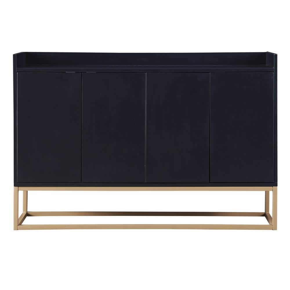 Black Wood Pantry Organizer Sideboard Cabinet with Large Storage Space