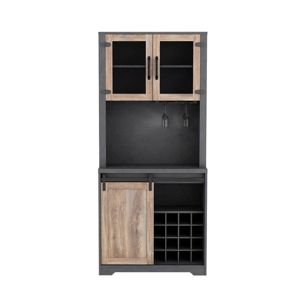 Black 6-Shelf Wood Pantry Organizer Storage Cabinet