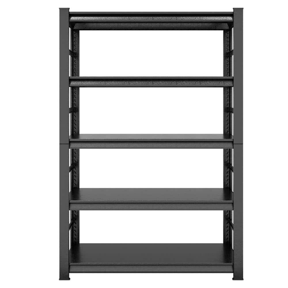 78 in. H 5-Shelf Black Heavy-Duty Metal Adjustable Pantry Organizer