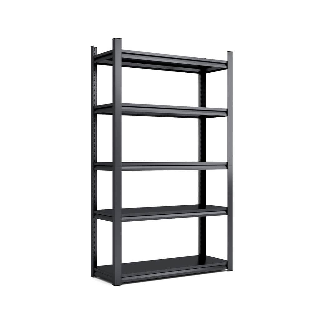 6 Tier Heavy-Duty Storage Rack With Adjustable Height, Reinforced layer, Metal Garage Shelving 48 x 24 x 72 Black