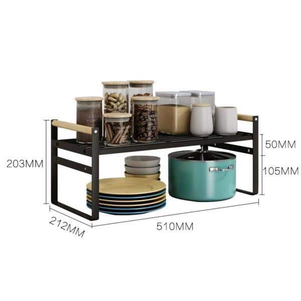 Black Countertop Organizer, Cupboard Stand Spice Rack, Cabinet Pantry Shelves for Kitchen, Bathroom, Bedroom, Office