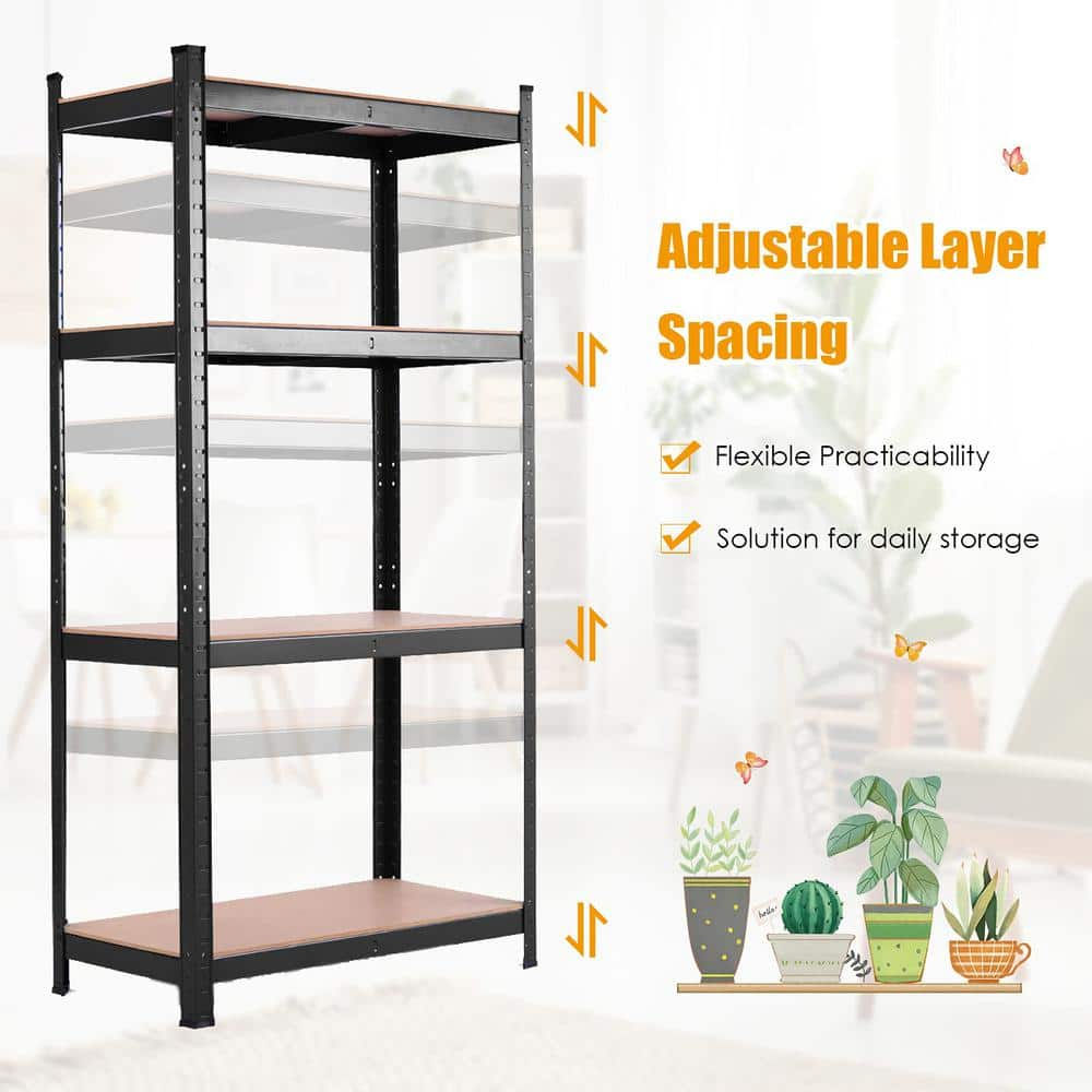 4-Shelf Black Pantry Organizer Adjustable Heavy Duty Garage Tool Shelf Storage