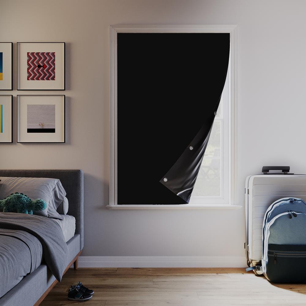 Lights Out Portable Travel Black Polyester 50 in. W x 78 in. L Suction Cup 100% Blackout Curtain (Single Panel)