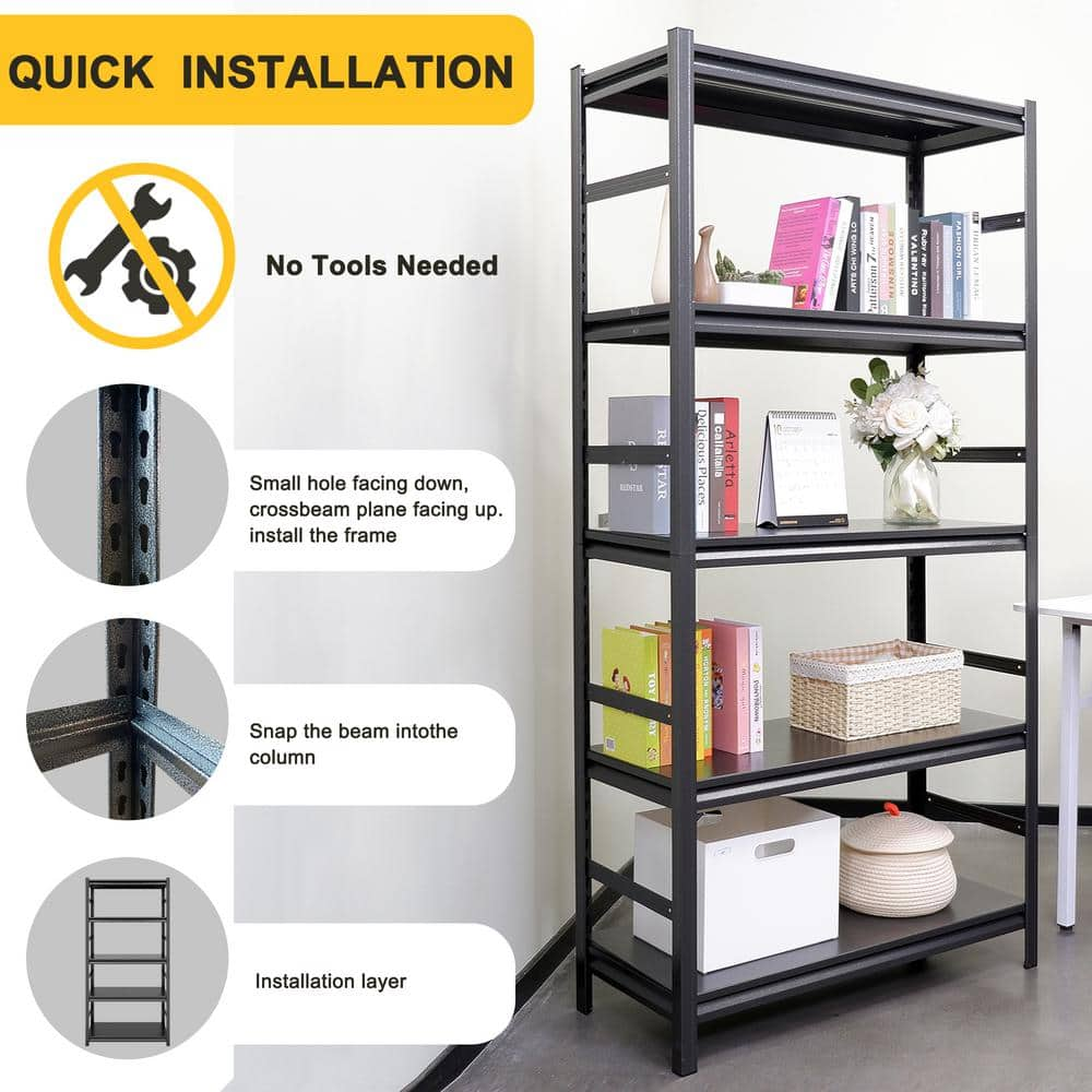 Adjustable Heavy Duty Metal Shelving – 5-Tier Storage Shelves, 2000LBS Load, Kitchen, Garage, Pantry