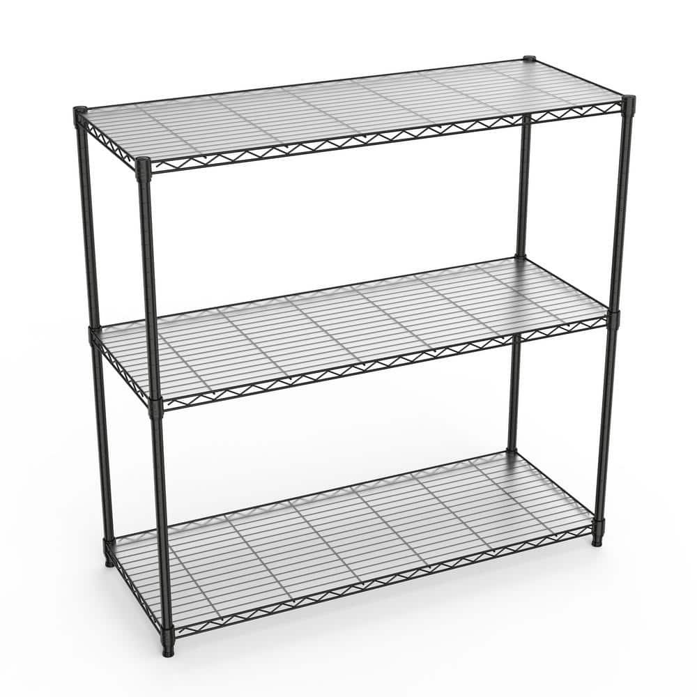 3 Heavy Duty Wire Rack Metal Shelves, 1050 LBS Height Adjustable Metal Garage Storage Shelves-Black