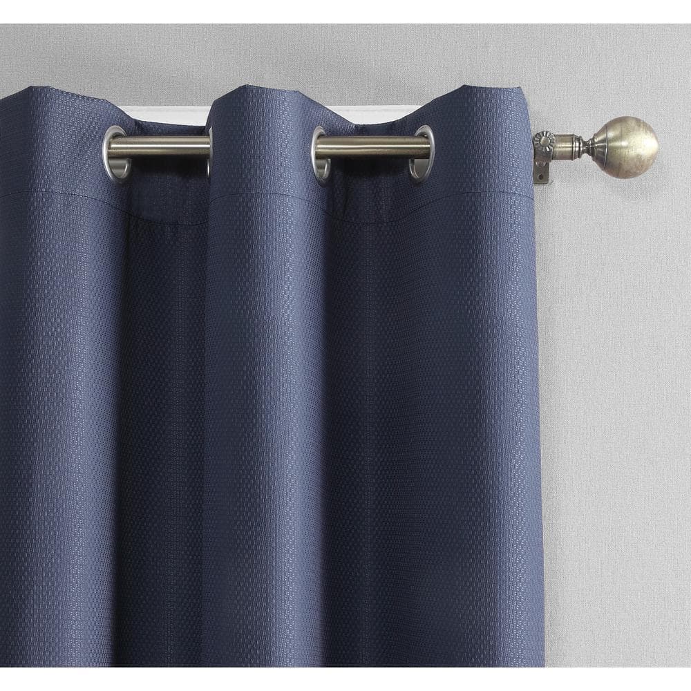 Blue Solid Polyester 42 in. W x 84 in. L Grommet Blackout Curtain Panel