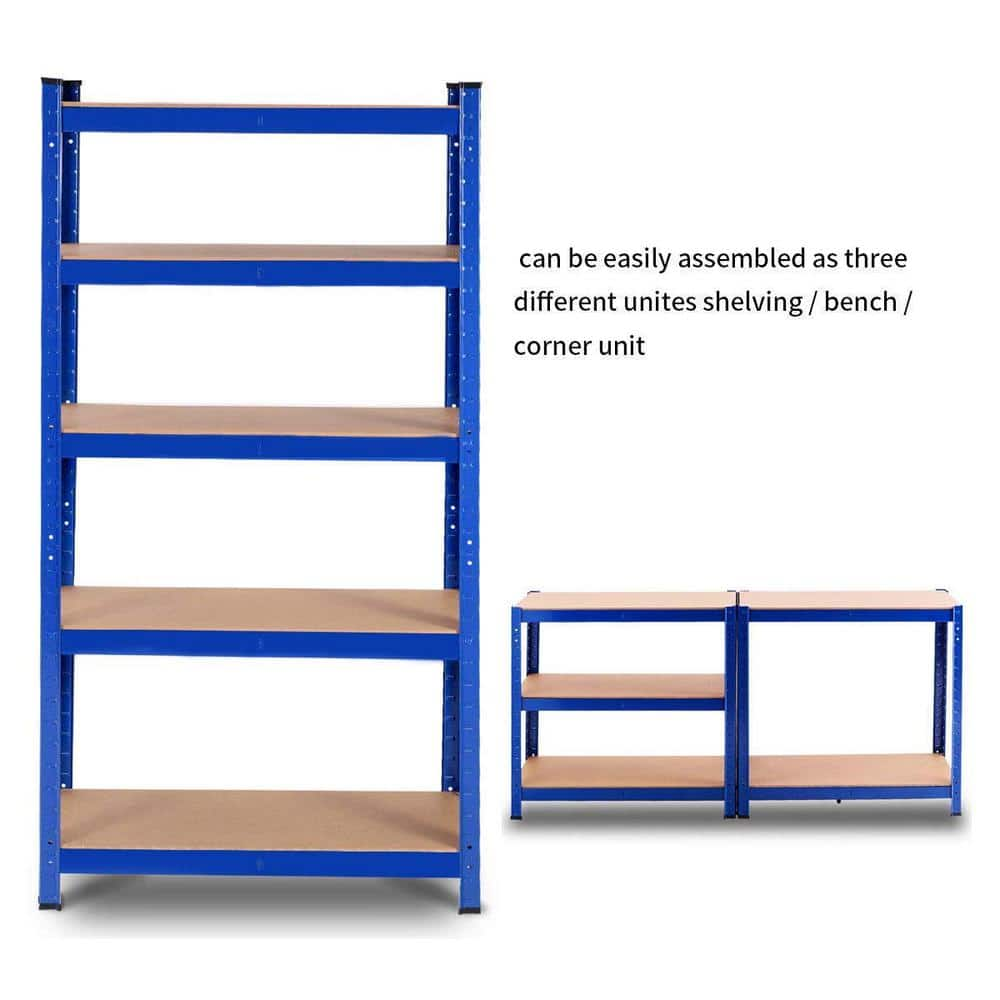 5-Shelf Blue Pantry Organizer Kitchen Unit Storage Rack with Adjustable Shelves