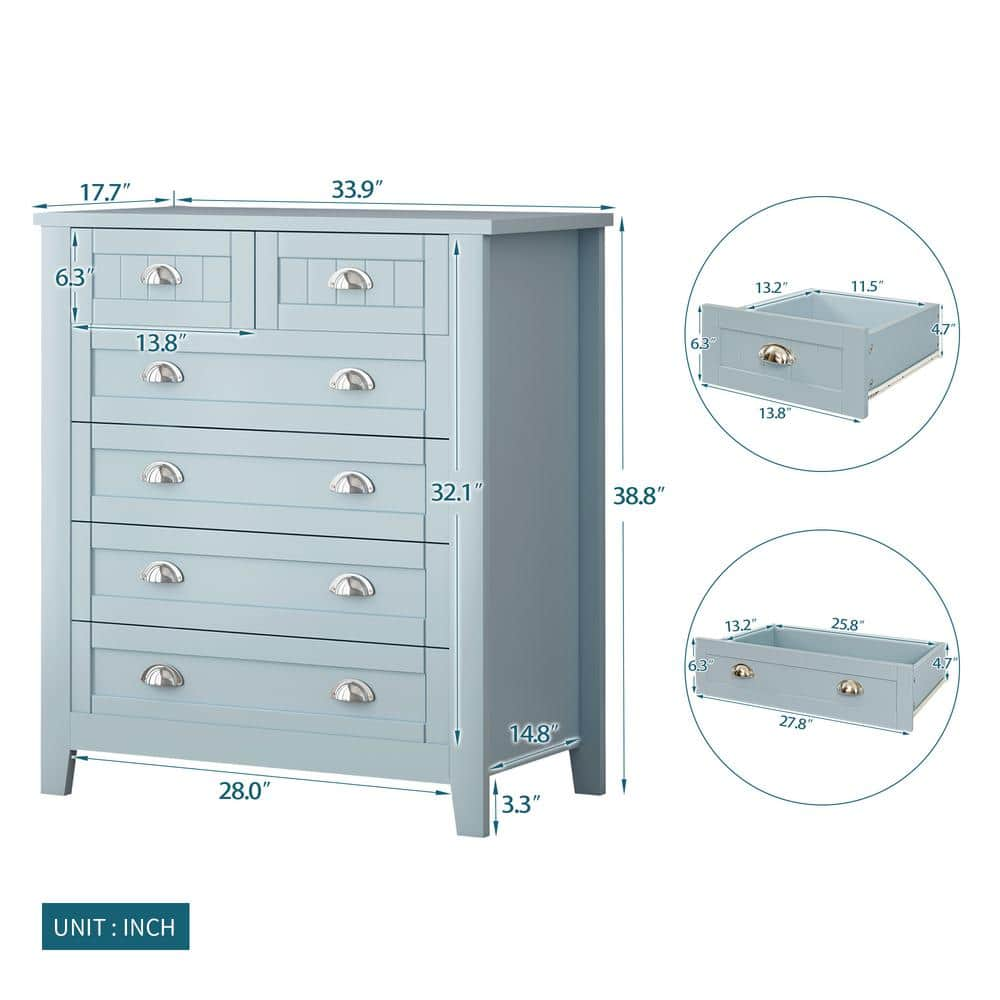 Blue Wood Pantry Organizer, Sideboard, Storage Cabinets with Drawers